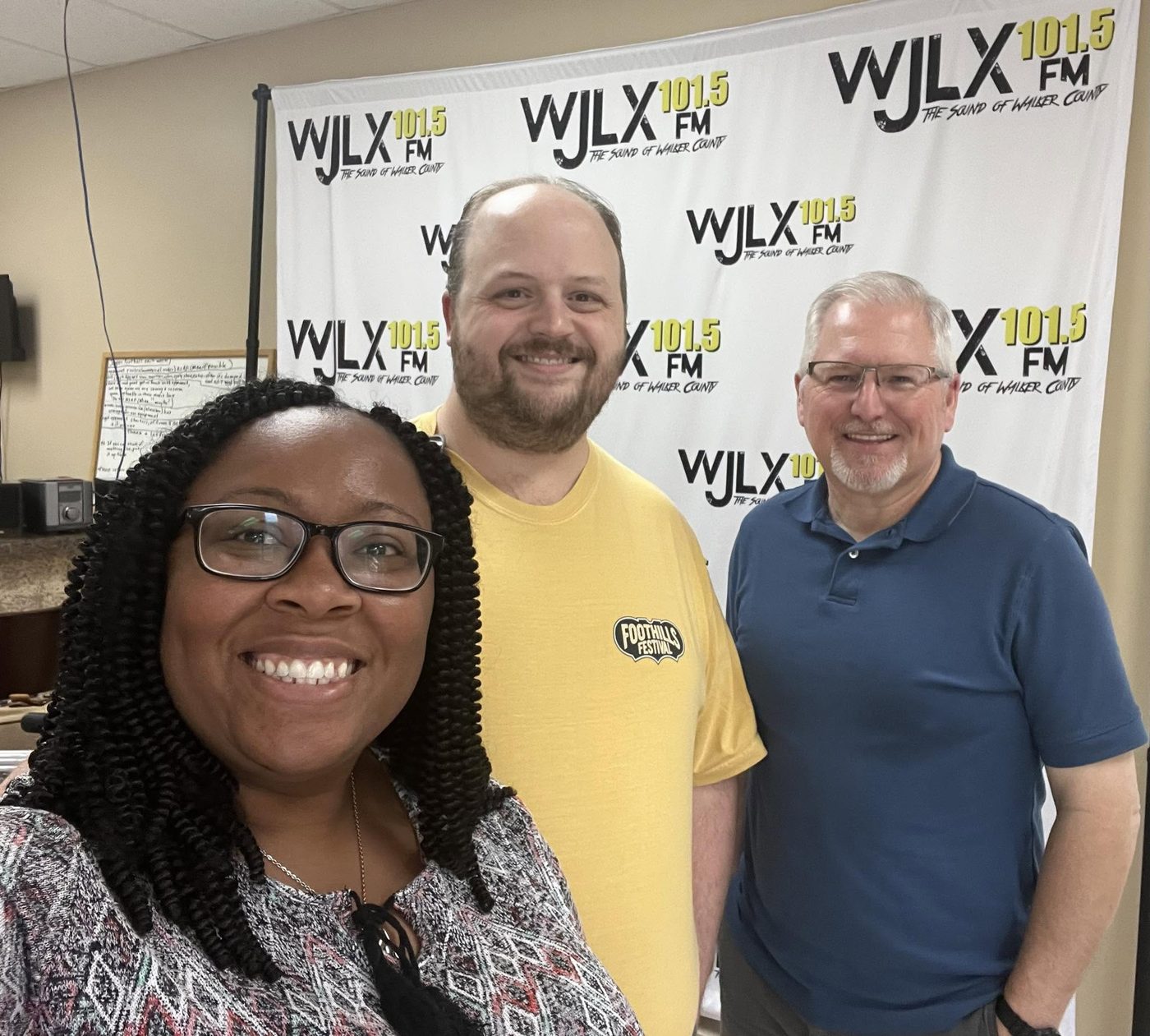 Kiwanis members at the WJLX 101.5 FM radio station for Radio Day